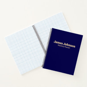 Deep blue Retro Bold Serif Desk Name Plate Notebook