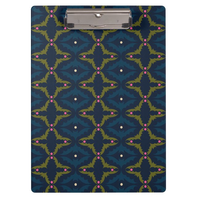 Deep Blue Retro Vintage Pattern  Clipboard (Front)