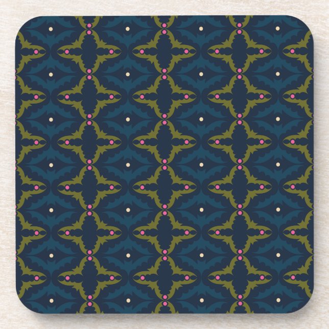 Deep Blue Retro Vintage Pattern  Coaster (Front)
