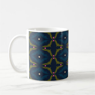 Deep Blue Retro Vintage Pattern Coffee Mug