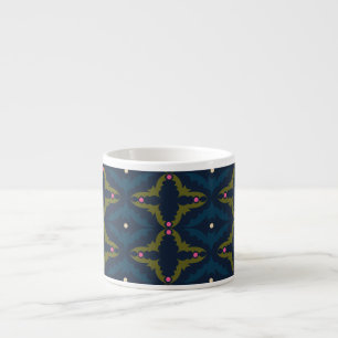 Deep Blue Retro Vintage Pattern Espresso Cup