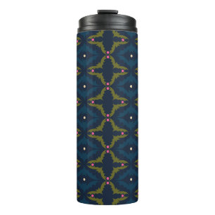 Deep Blue Retro Vintage Pattern Thermal Tumbler