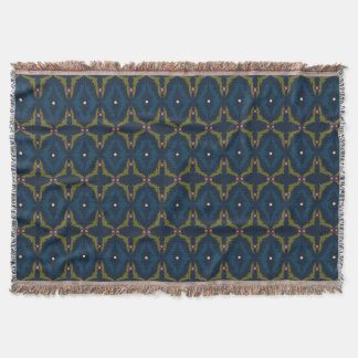 Deep Blue Retro Vintage Pattern Throw Blanket