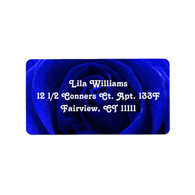 Deep Blue Rose Customizeable Address Label (Front)