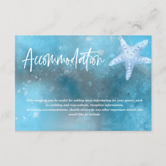 Deep Blue Sea Summer Wedding Enclosure Card (Front)