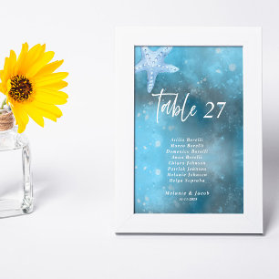 Deep Blue Sea Summer Wedding Guest Names Table Number