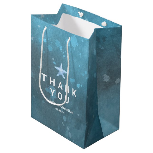 Deep Blue Sea Summer Wedding  Medium Gift Bag (Front Angled)