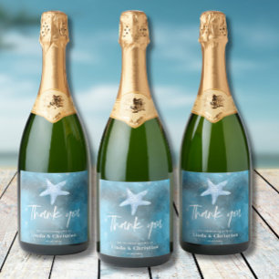Deep Blue Sea Summer Wedding Sparkling Wine Label