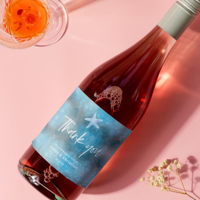 Deep Blue Sea Summer Wedding  Sparkling Wine Label (Creator Uploaded)