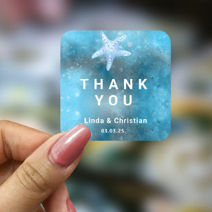 Deep Blue Sea Summer Wedding Square Sticker