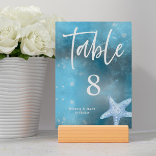 Deep Blue Sea Summer Wedding  Table Number