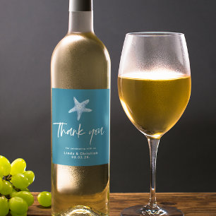 Deep Blue Sea Summer Wedding Wine Label