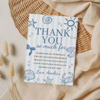 Deep Blue Sea Watercolor Thank You Card