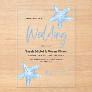 Deep Blue Sea Wedding  Acrylic Invitations