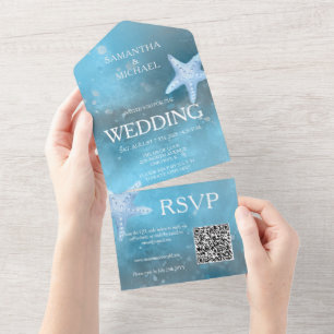 Deep Blue Sea Wedding All In One Invitation