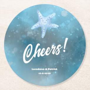 Deep Blue Sea Wedding Round Paper Coaster