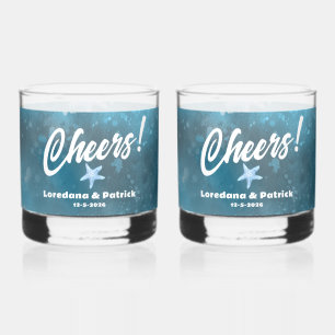 Deep Blue Sea Wedding  Whiskey Glass