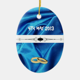 Deep Blue Silk Effect Wedding Ceramic Tree Decoration
