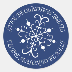 Deep Blue Snowflake Stickers