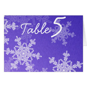 Deep Blue Snowflakes Christmas Table Number Card