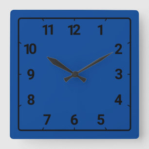 Deep blue square wall clock