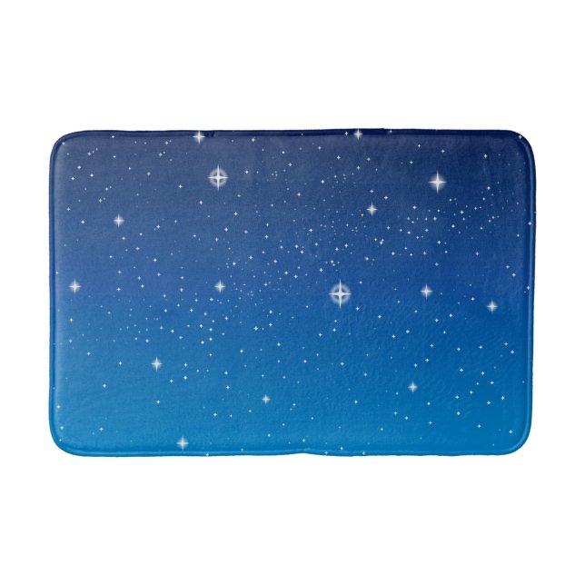 Deep Blue Starry Night Sky Bath Mat (Front)