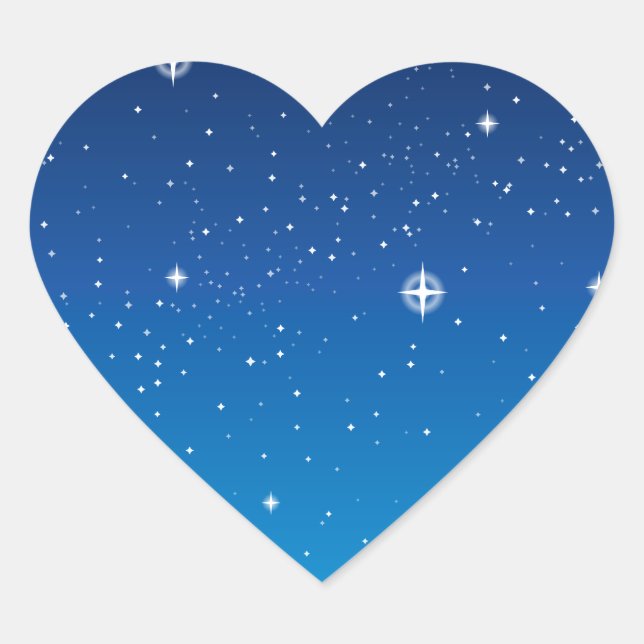 Deep Blue Starry Night Sky Heart Sticker (Front)