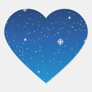 Deep Blue Starry Night Sky Heart Sticker