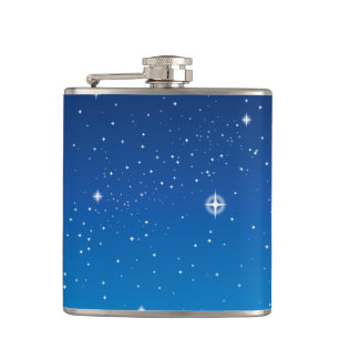 Deep Blue Starry Night Sky Hip Flask