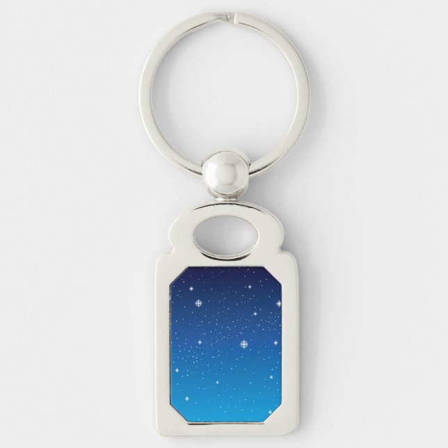 Deep Blue Starry Night Sky Key Ring (Front)