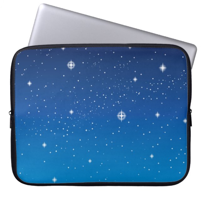 Deep Blue Starry Night Sky Laptop Sleeve (Front)