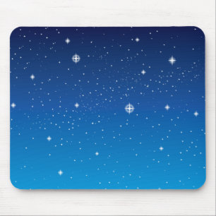 Deep Blue Starry Night Sky Mouse Mat