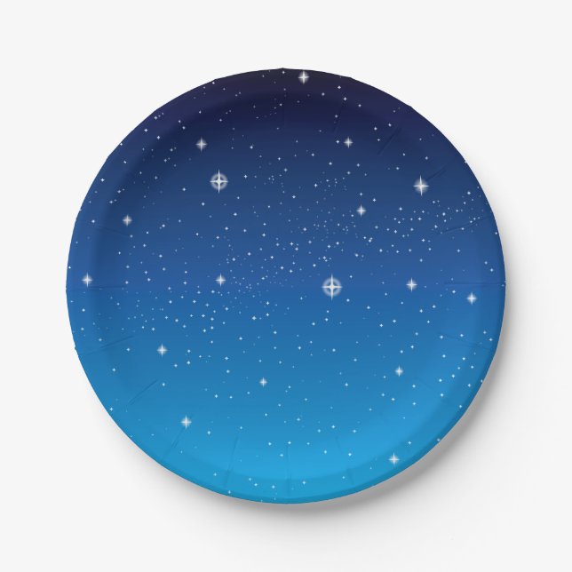 Deep Blue Starry Night Sky Paper Plate (Front)
