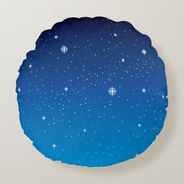 Deep Blue Starry Night Sky Round Cushion (Front)