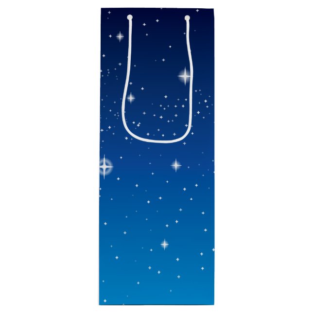 Deep Blue Starry Night Sky Wine Gift Bag (Front)