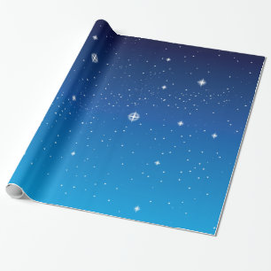Deep Blue Starry Night Sky Wrapping Paper
