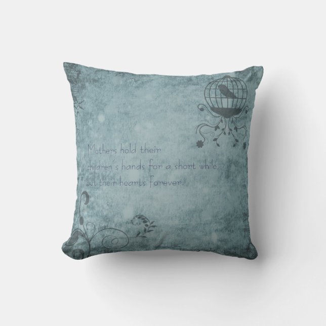 Deep Blue Steampunk Bird Cage Cushion (Front)