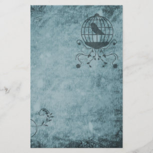 Deep Blue Steampunk Bird Cage Stationery