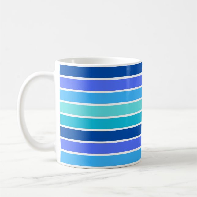 Deep Blue Striped Coffee Mug (Left)