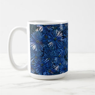 Deep Blue Stylized Flowers Tea / Coffee Mug