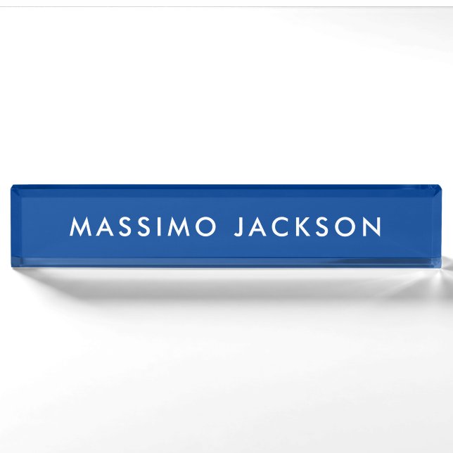 Deep Blue Trendy Modern Professional Nameplate (Front)