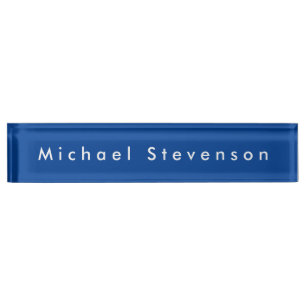 Deep Blue Trendy Modern Professional Nameplate