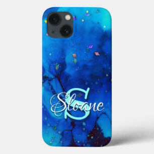 Deep Blue Underwater Alcohol Ink Painting iPhone 13 Case