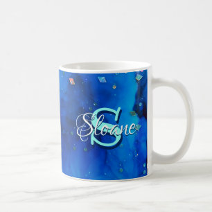 Deep Blue Underwater Alcohol Ink Painting Coffee Mug