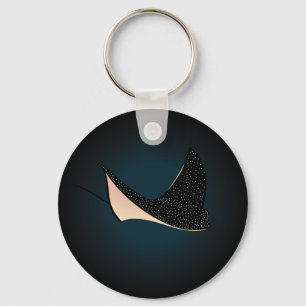 Deep Blue Underwater Spotted Sea Ray Fish Key Ring