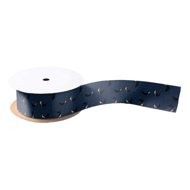 Deep Blue Underwater Spotted Sea Ray Fish Satin Ribbon (Spool)