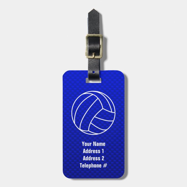 Deep Blue Volleyball Luggage Tag (Front Vertical)