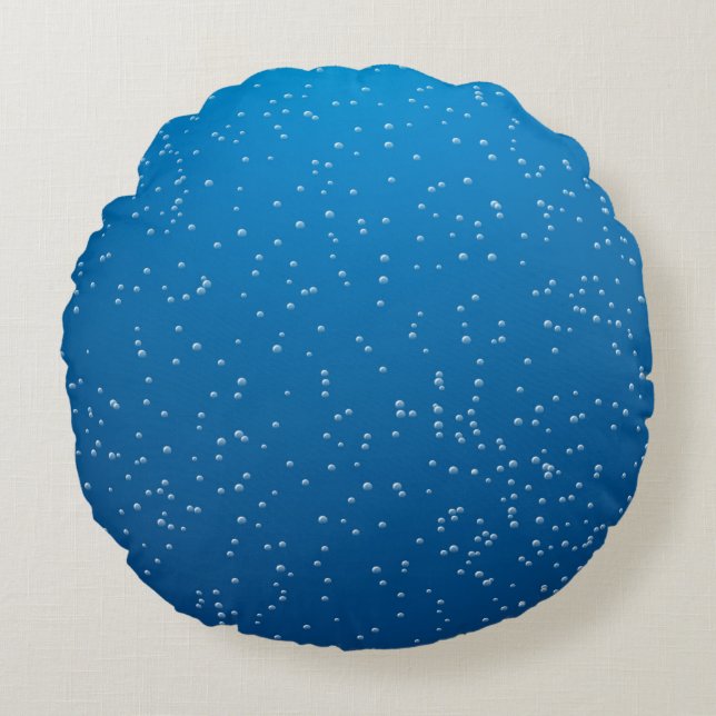 Deep Blue Water and Tiny Bubbles Round Cushion (Front)