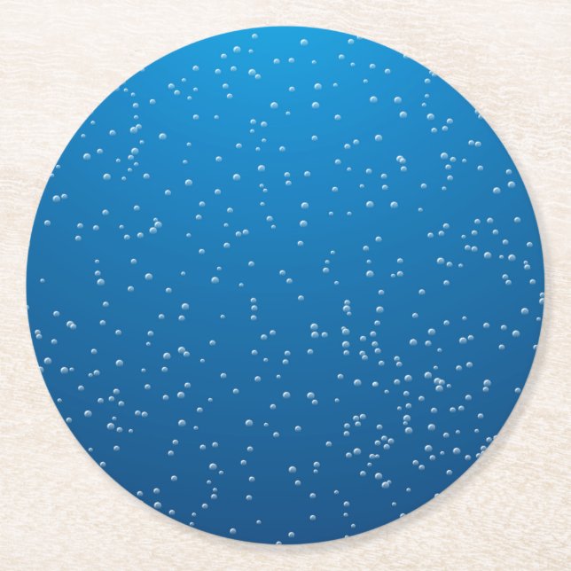 Deep Blue Water and Tiny Bubbles Round Paper Coaster (Front)