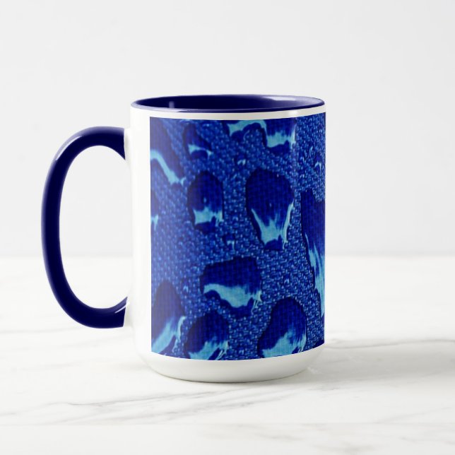 Deep Blue Water Droplets Mug (Left)